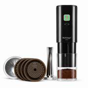 Platinum Bundle with Nespresso® Vertuo compatible lids and MotiVago™ Auto Grinder, hero product shot